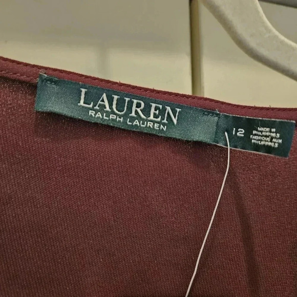 New W Tags LAUREN RALPH LAUREN BurgundyBell Sleeve V-neck Drawstring Jumpsuit 12 - Picture 8 of 14